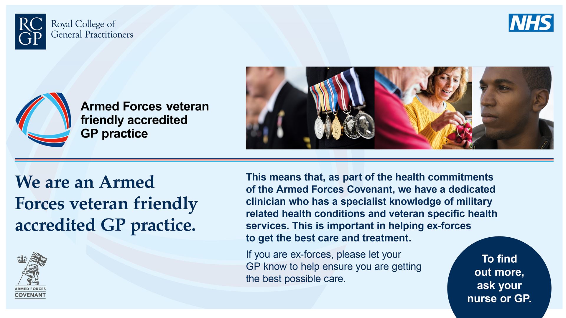 Armed forces veteran friendly information